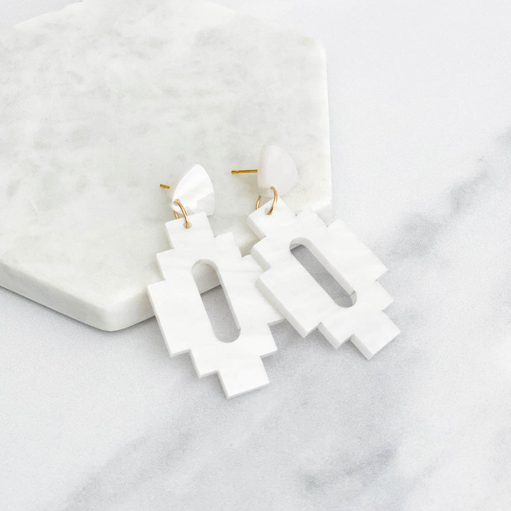 Elongated Southwest Stepped Earrings