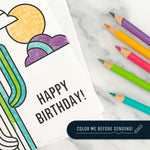 Happy Birthday Coloring Greeting Card