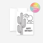 Happy Birthday Coloring Greeting Card