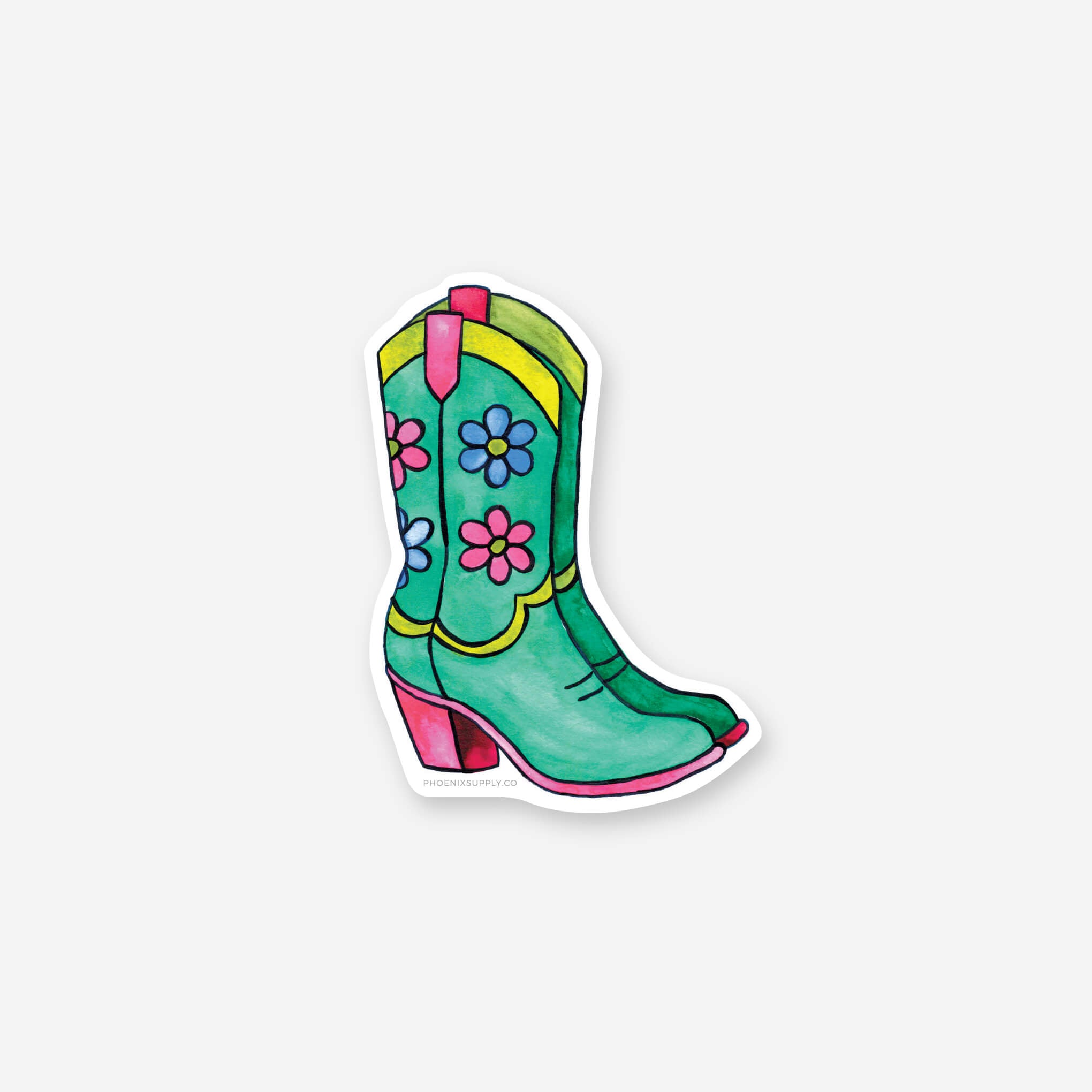 Flower Power Boots Vinyl Sticker