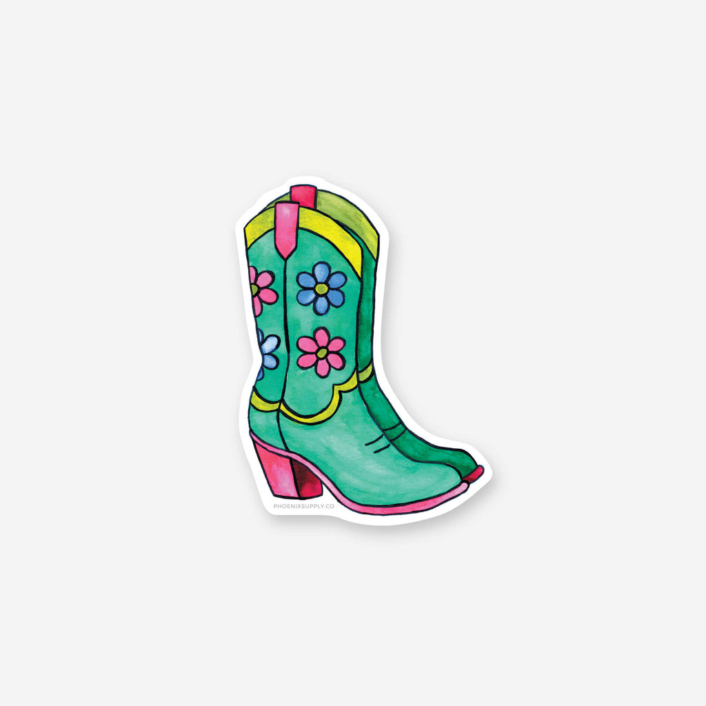 Flower Power Boots Vinyl Sticker