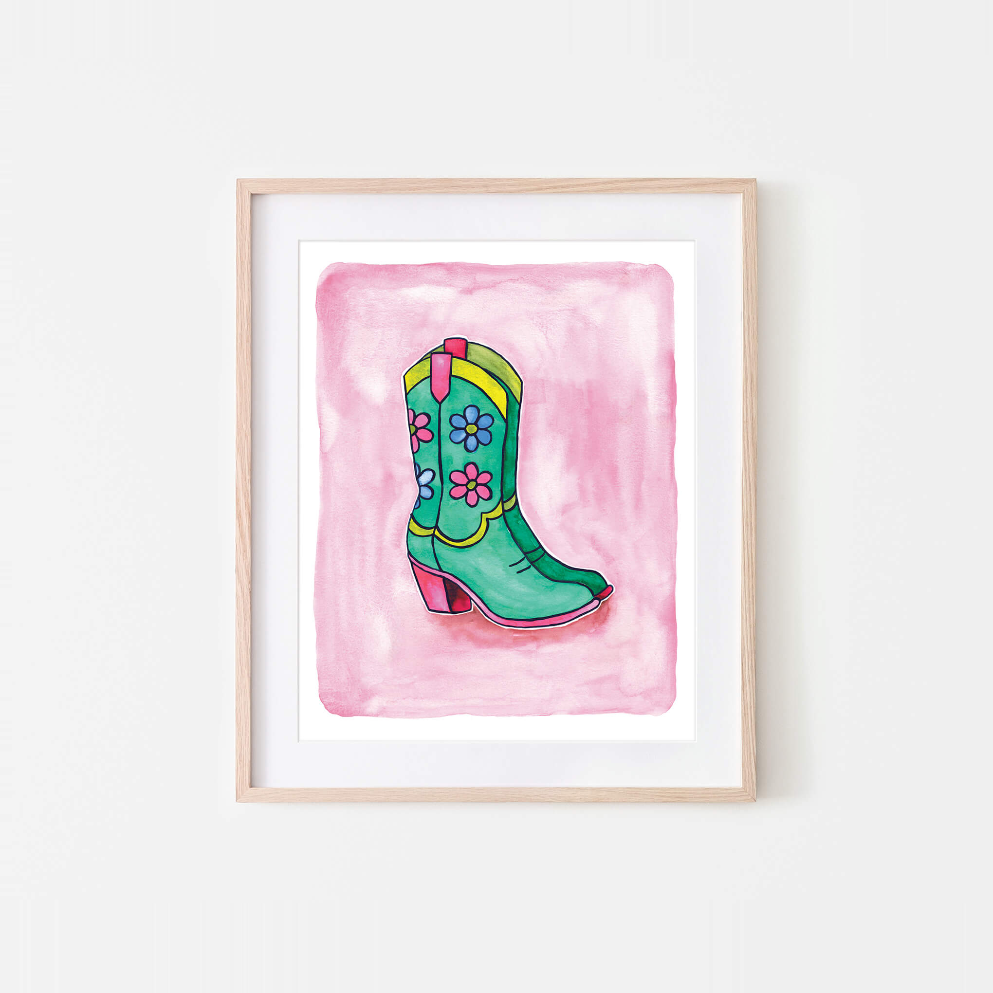 Flower Power Boots Watercolor Art Print