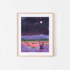 Ocotillo at Night Mixed Media Art Print