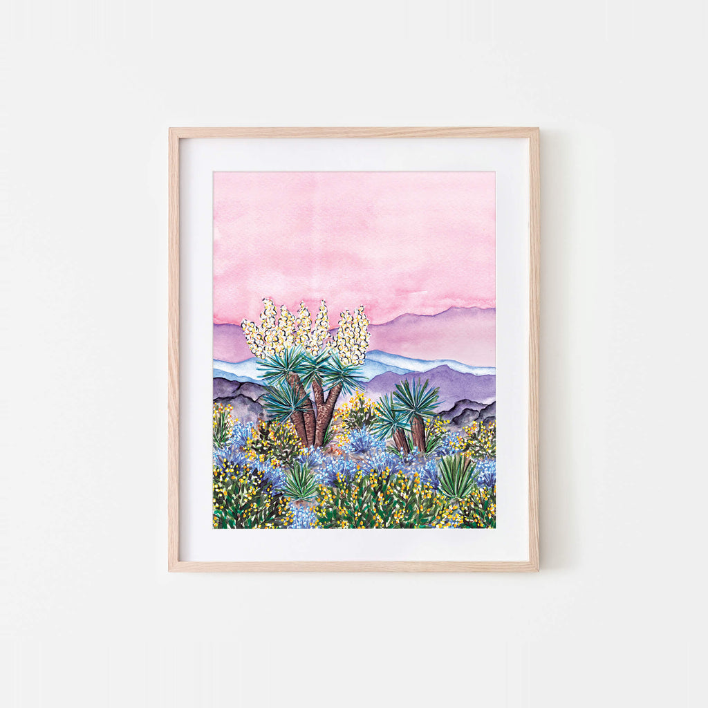 Yucca at Dusk Watercolor Art Print