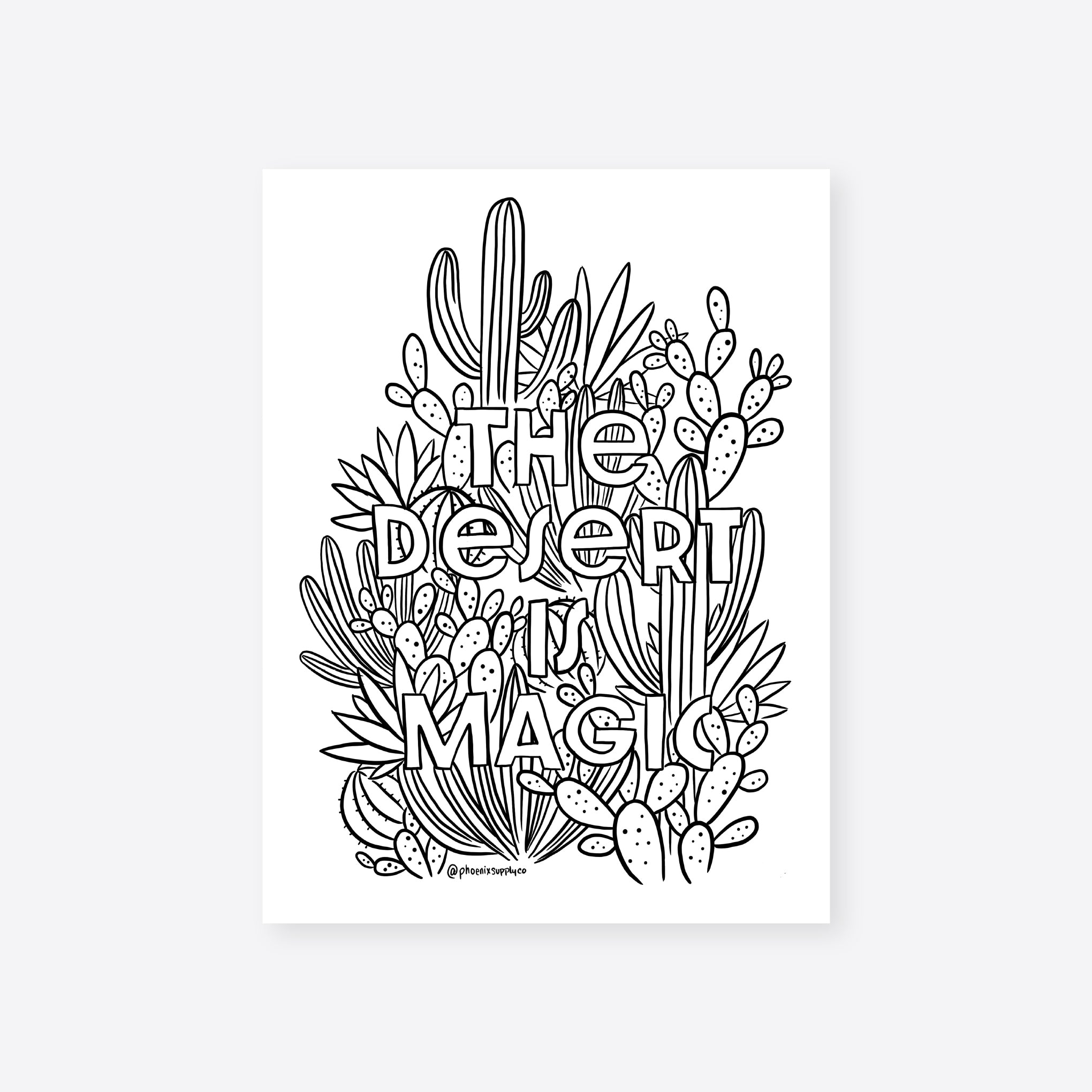 Desert Magic Coloring Sheet Digital Download