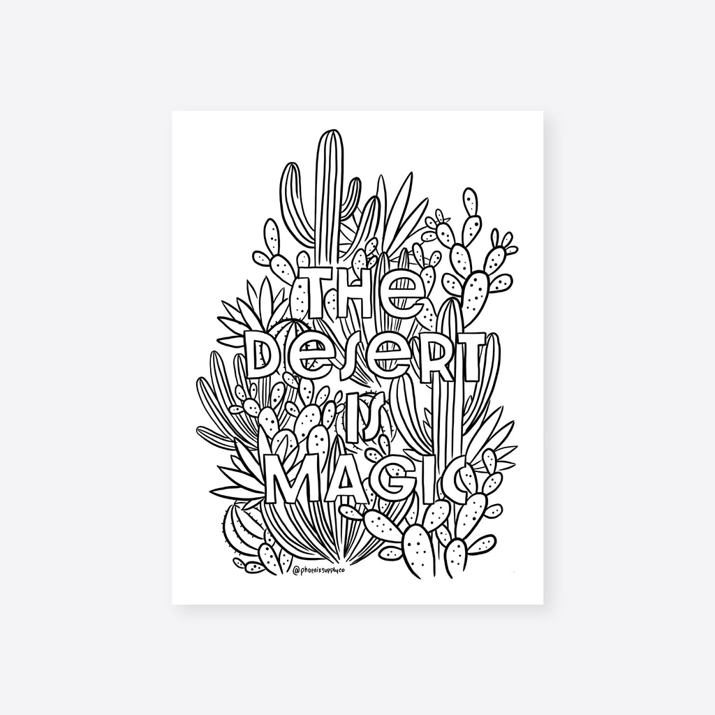 Desert Magic Coloring Sheet Digital Download