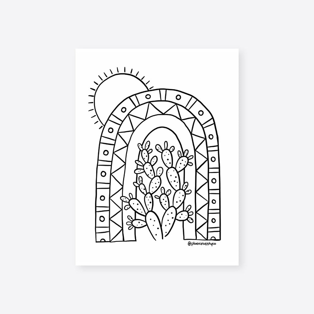 Desert Rainbow Coloring Sheet Digital Download
