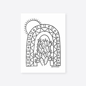 Desert Rainbow Coloring Sheet Digital Download