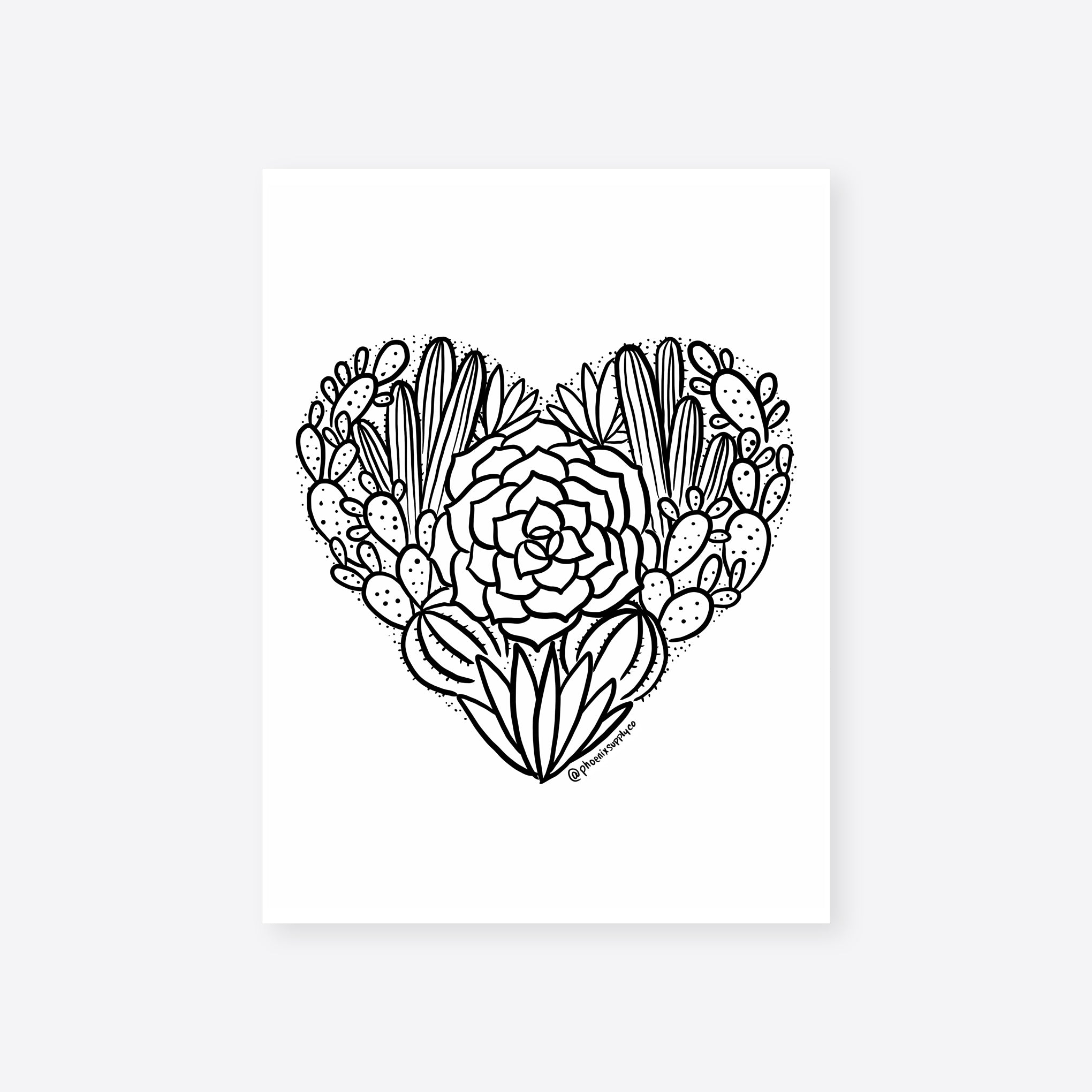 Desert Heart Coloring Sheet Digital Download