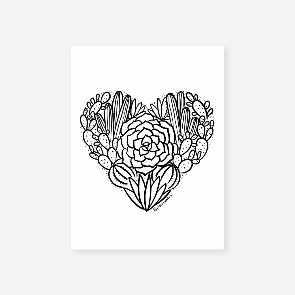 Desert Heart Coloring Sheet Digital Download