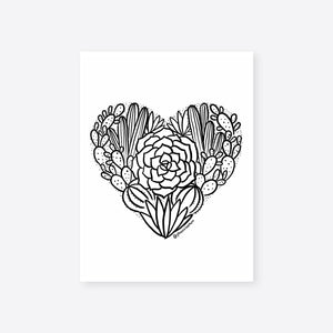 Desert Heart Coloring Sheet Digital Download