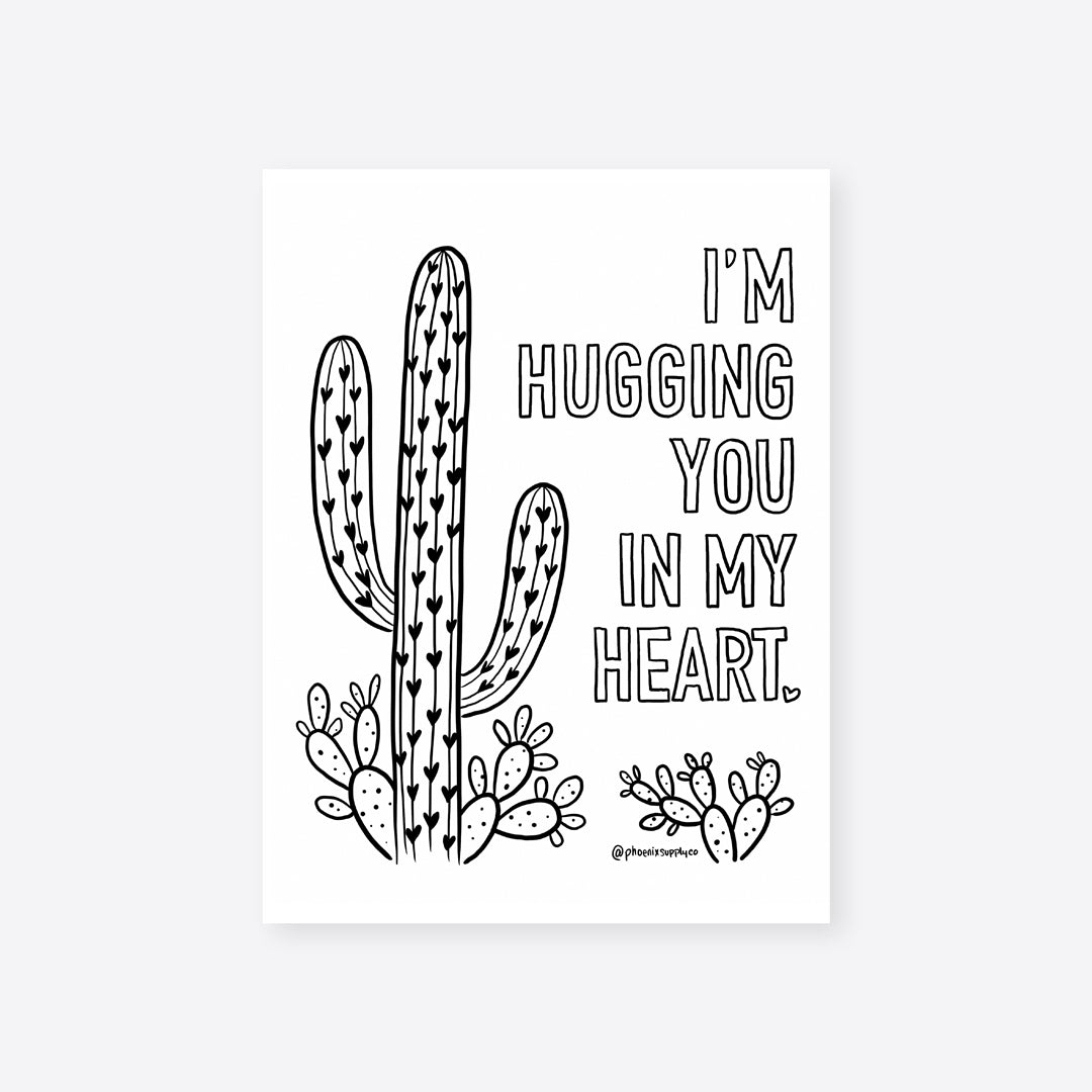 Hug You in My Heart Coloring Sheet Digital Download