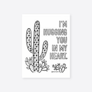 Hug You in My Heart Coloring Sheet Digital Download