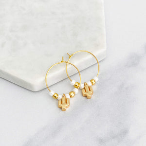 Beaded Saguaro Hoop Earrings