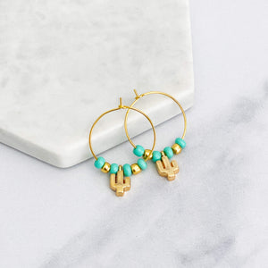 Beaded Saguaro Hoop Earrings