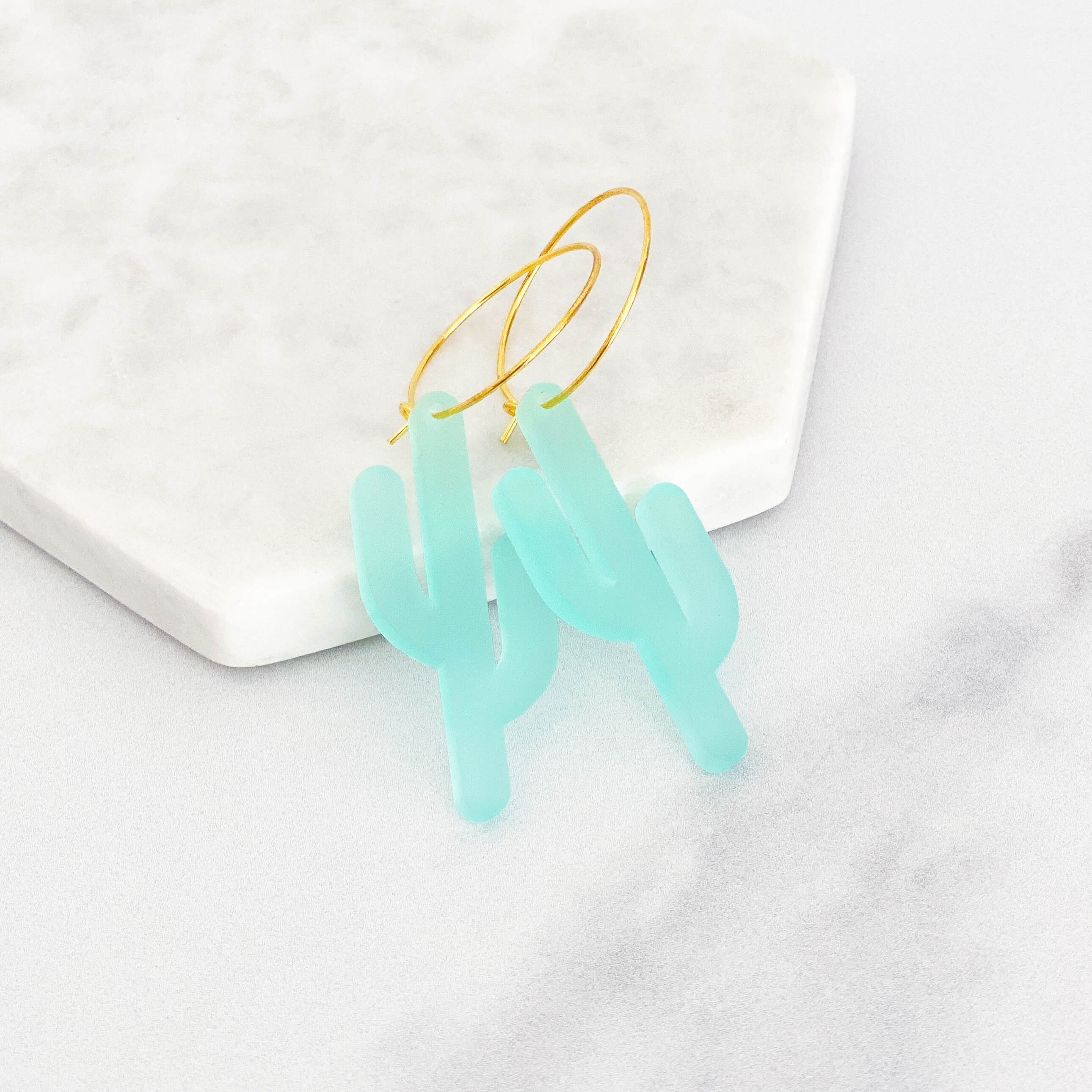 Elongated Cactus Hoop Earrings