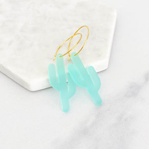 Elongated Cactus Hoop Earrings