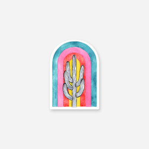 Rainbow Saguaro Vinyl Sticker