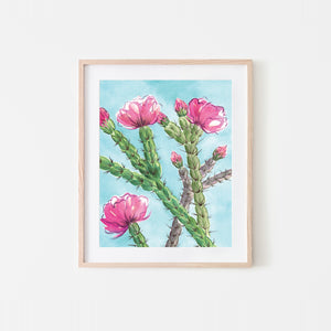 Candy Cane Cholla Watercolor Art Print