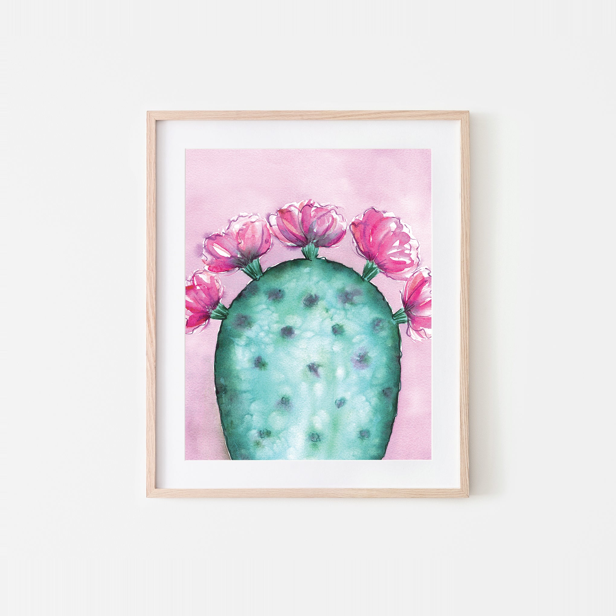 watercolor prickly pear cactus Prickly in Pink Watercolor Art Print – Phoenix Supply Co