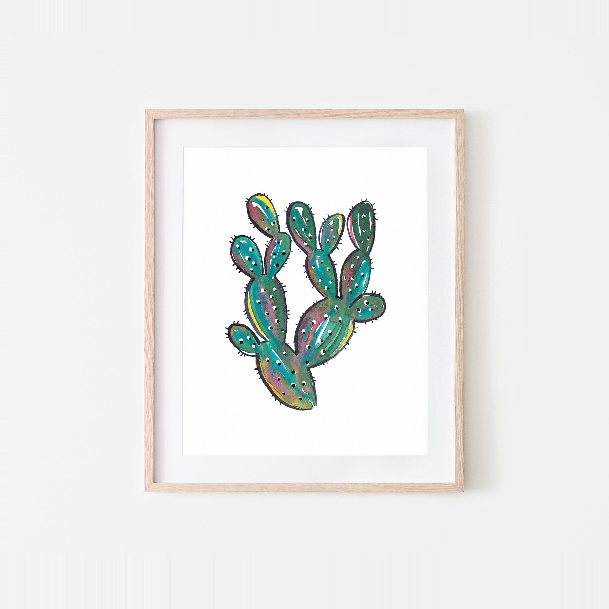 Sketchy Prickly Pear Watercolor Art Print