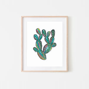 Sketchy Prickly Pear Watercolor Art Print