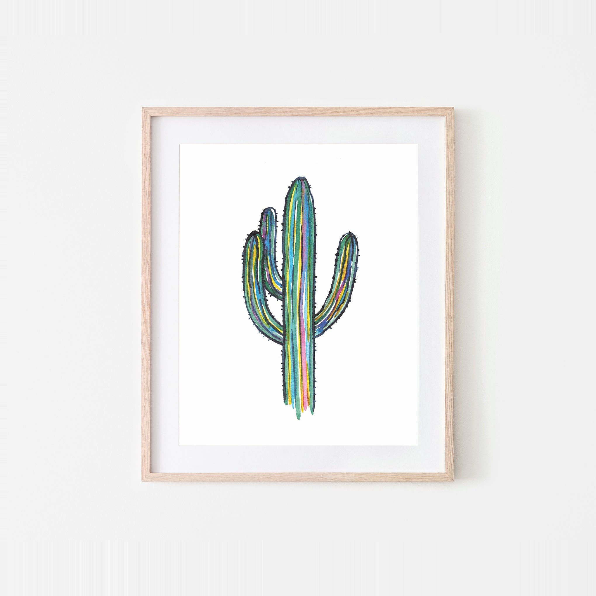 Sketchy Saguaro Watercolor Art Print